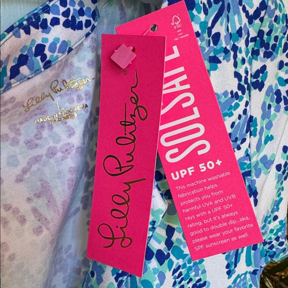 Lilly Pulitzer UPF 50+ Sophiletta Dress, Turquoise Oasis Shell Me You Love Me, L - Picture 5 of 14
